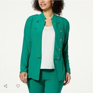 Antthony Studio Stretch Knit Military Jacket with Button Trim Women's Size 1X